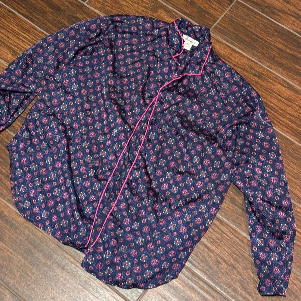 Vintage J.O. Intimates Oversized Silky PJ Lounge Button-Up Shirt